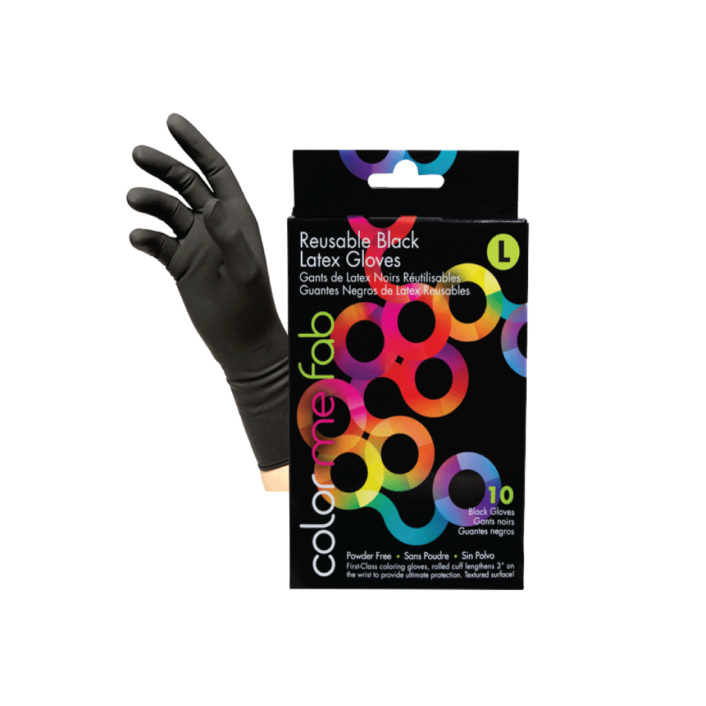 BLACK REUSABLE LATEX GLOVES - 10 Piece Box