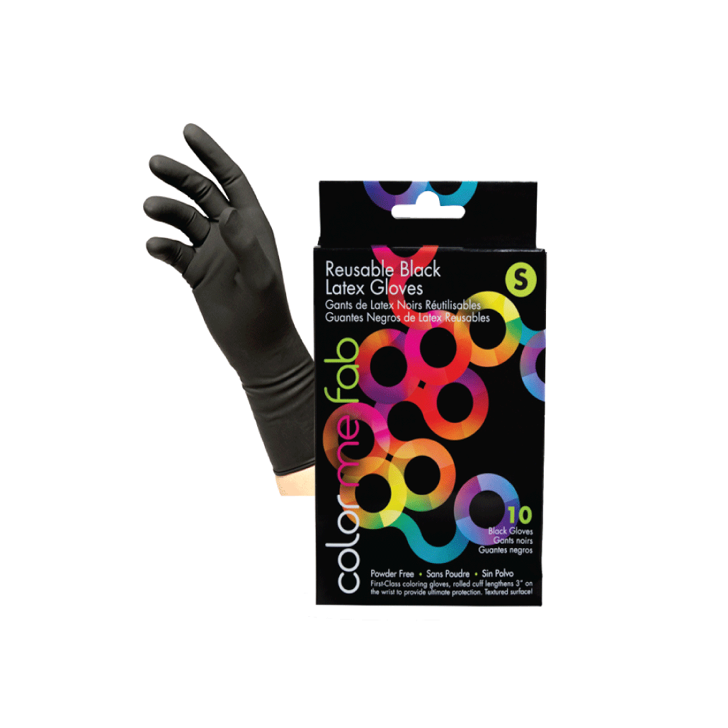 BLACK REUSABLE LATEX GLOVES - 10 Piece Box