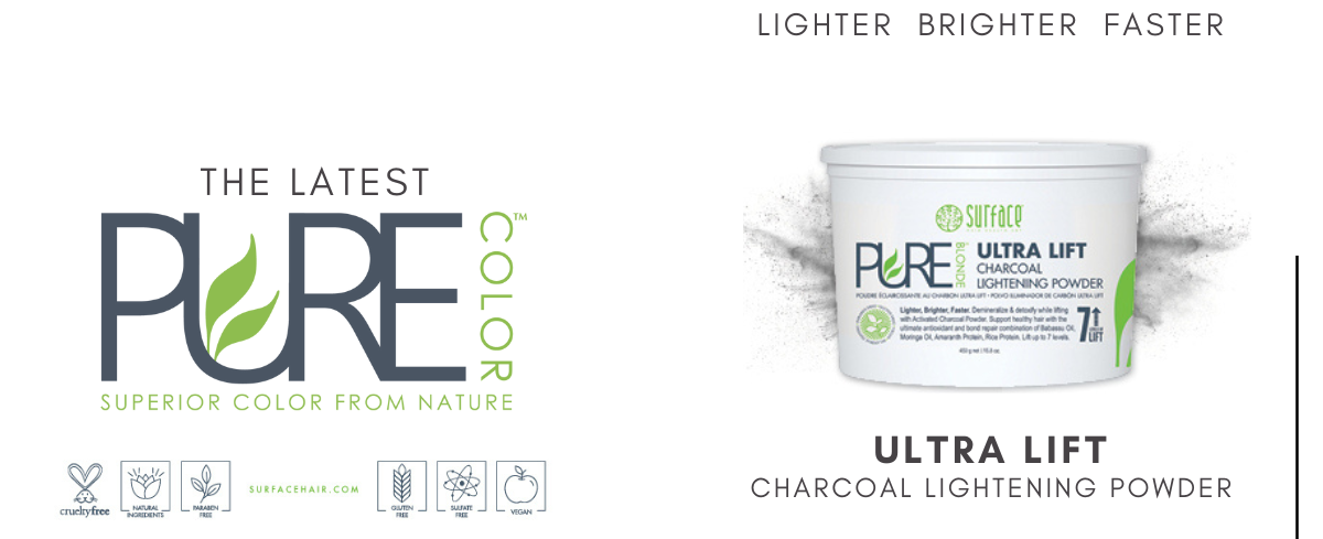 Load video: Lift hair up to 7 levels, lighter, brighter, faster, while controlling underlying pigments and reducing toxins. Traditional lighteners leave toxins and harsh chemicals behind in the hair, causing further damage and dulling of the hair. Pure Blonde Ultra Lift uses Activated Charcoal Powder to reduce toxins for a healthier blonde.