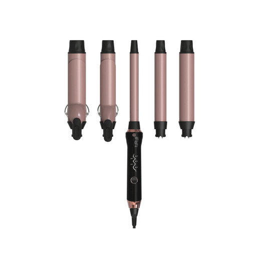 CURLING IRON SET - Interchangeable 5 Piece Curling Iron Set With Base