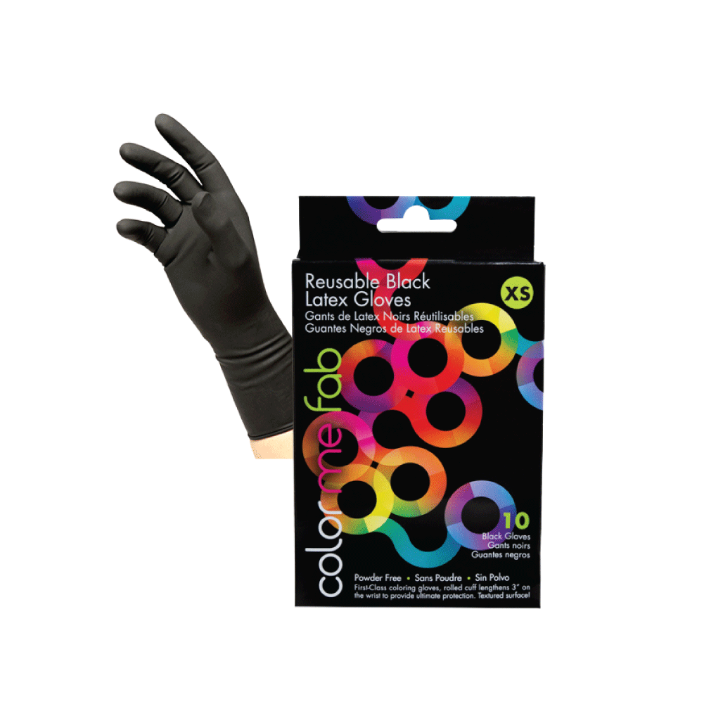 BLACK REUSABLE LATEX GLOVES - 10 Piece Box